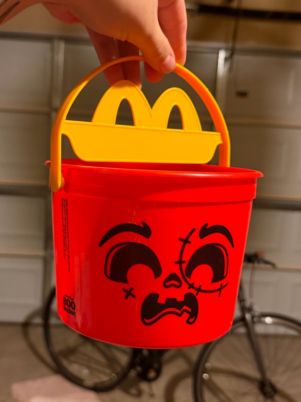 McDonald's Red Halloween Candy Bucket with Yellow Handle